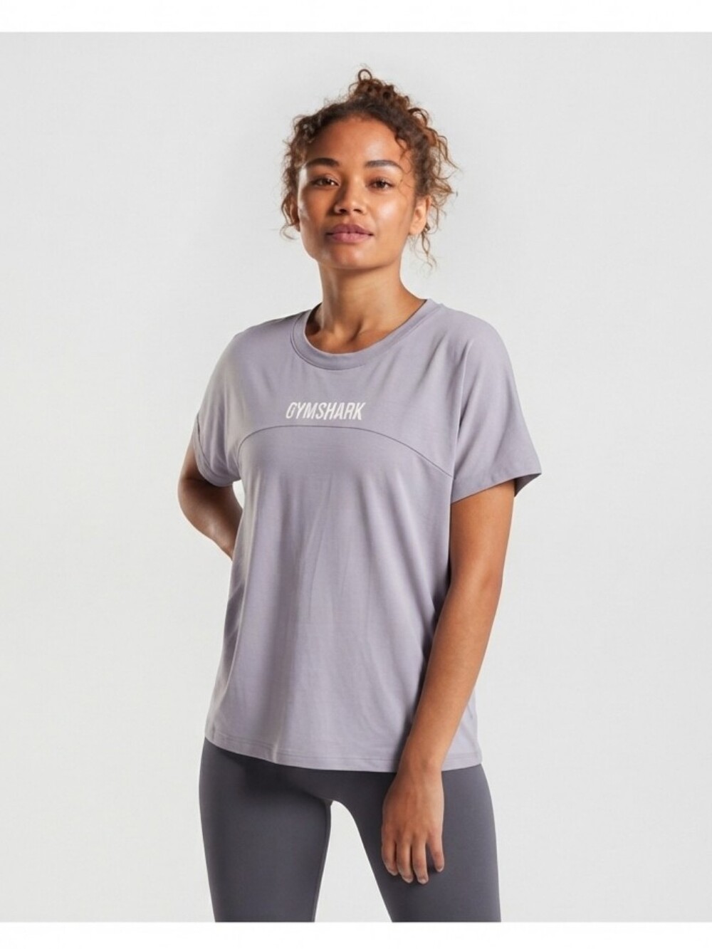 Gymshark Women’s Ark Tee — Lilac Grey/White - Medium